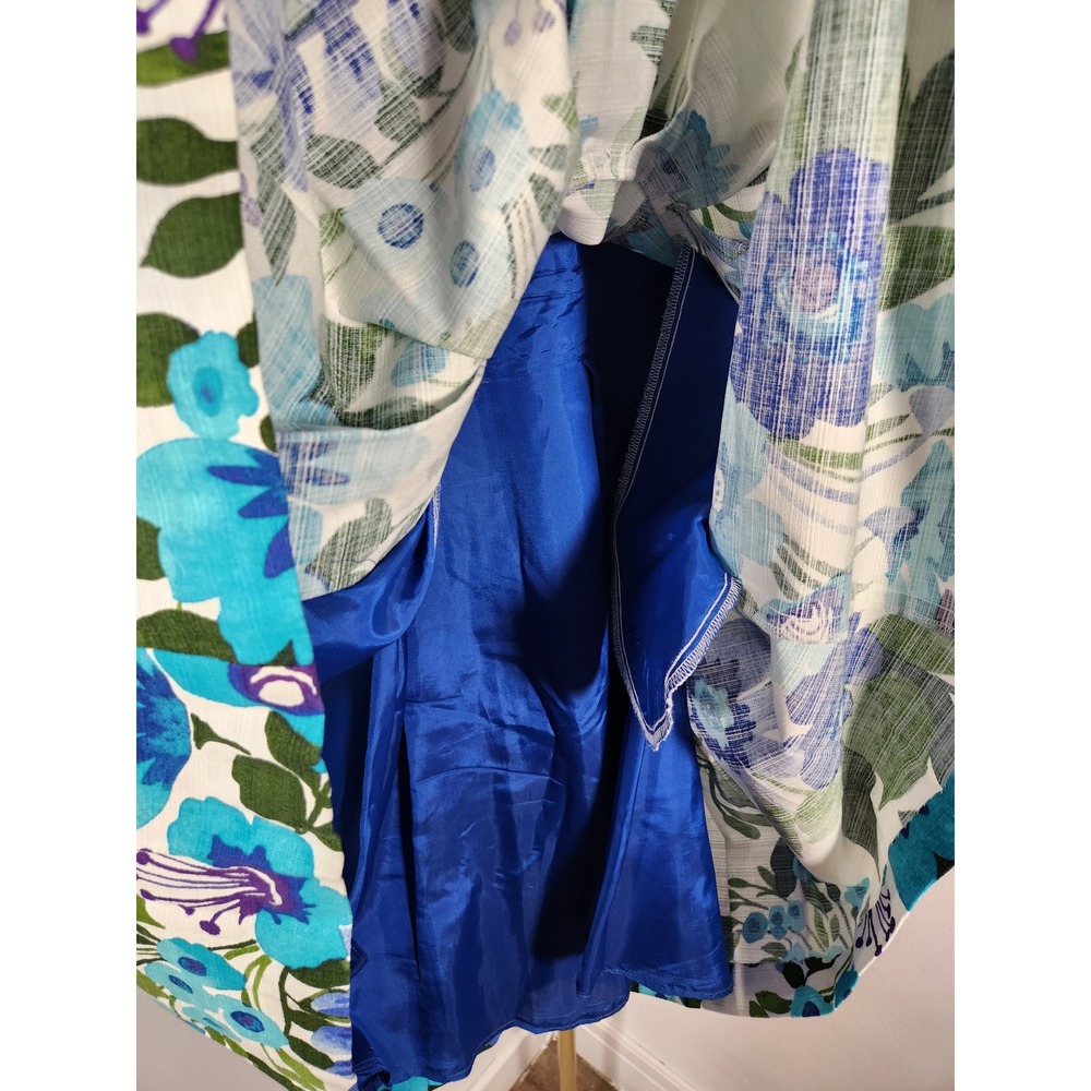 Eliza J Blue Floral Sleeveless Fit and Flare Midi Dress Lined has Pockets Size 8 - Picture 5 of 10